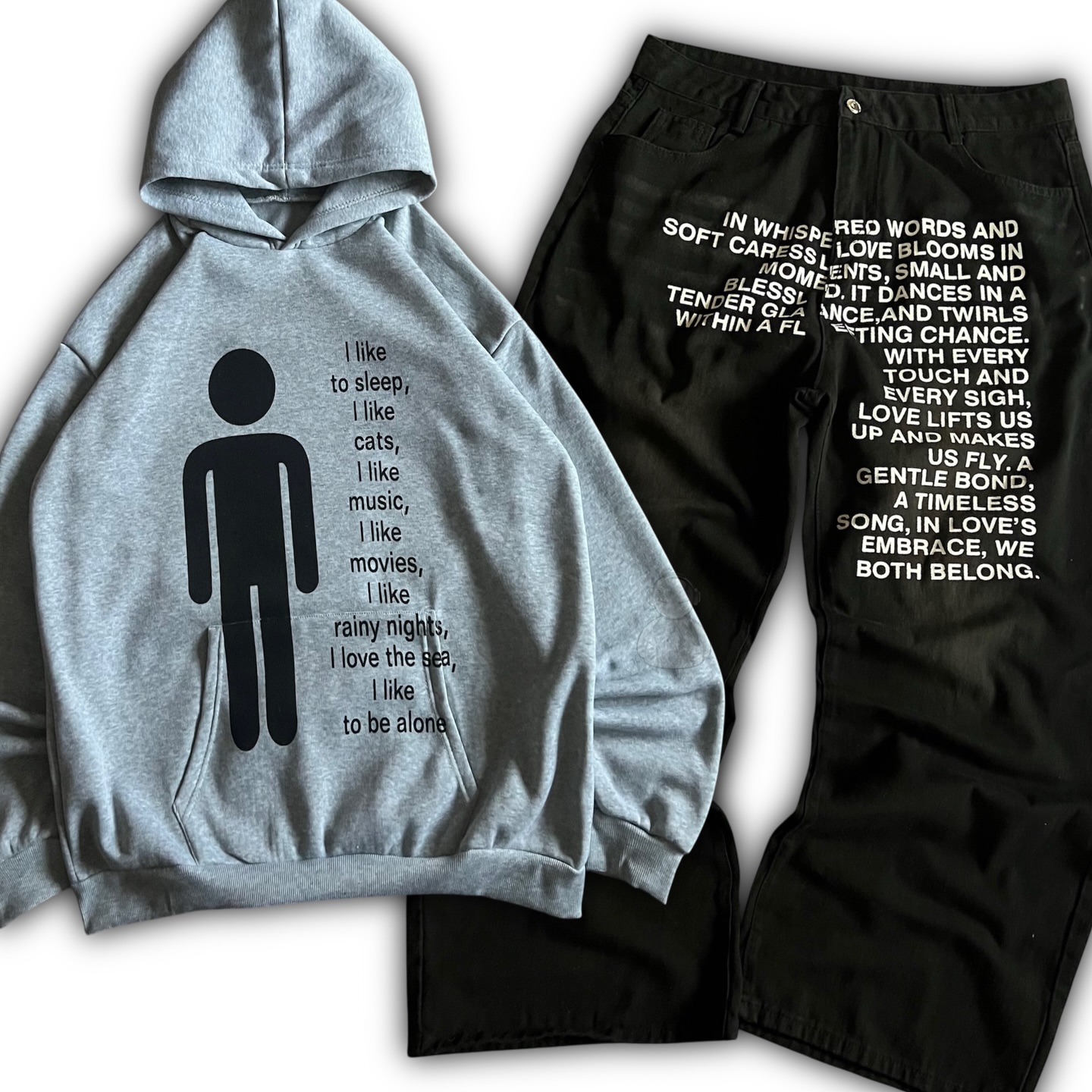 Women'S Fashion Hoodies - Celana Jeans Pola Amerika Y2K Set