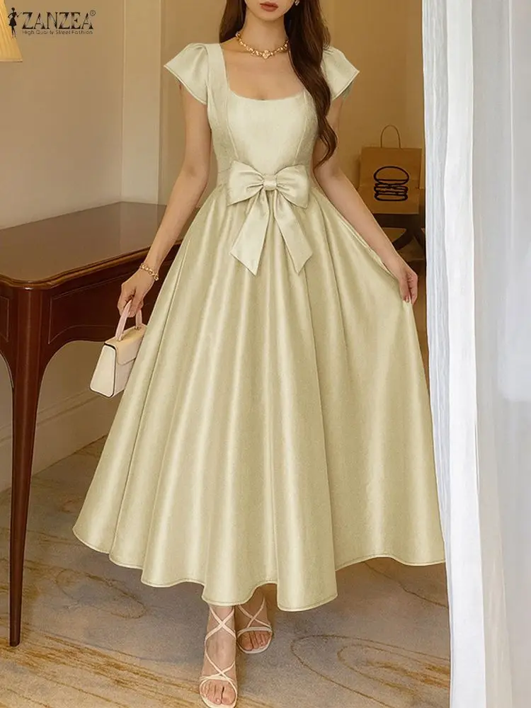 Women'S Fashion Umbrella - Gaun Maxi Satin Elegan Wanita ZANZEA