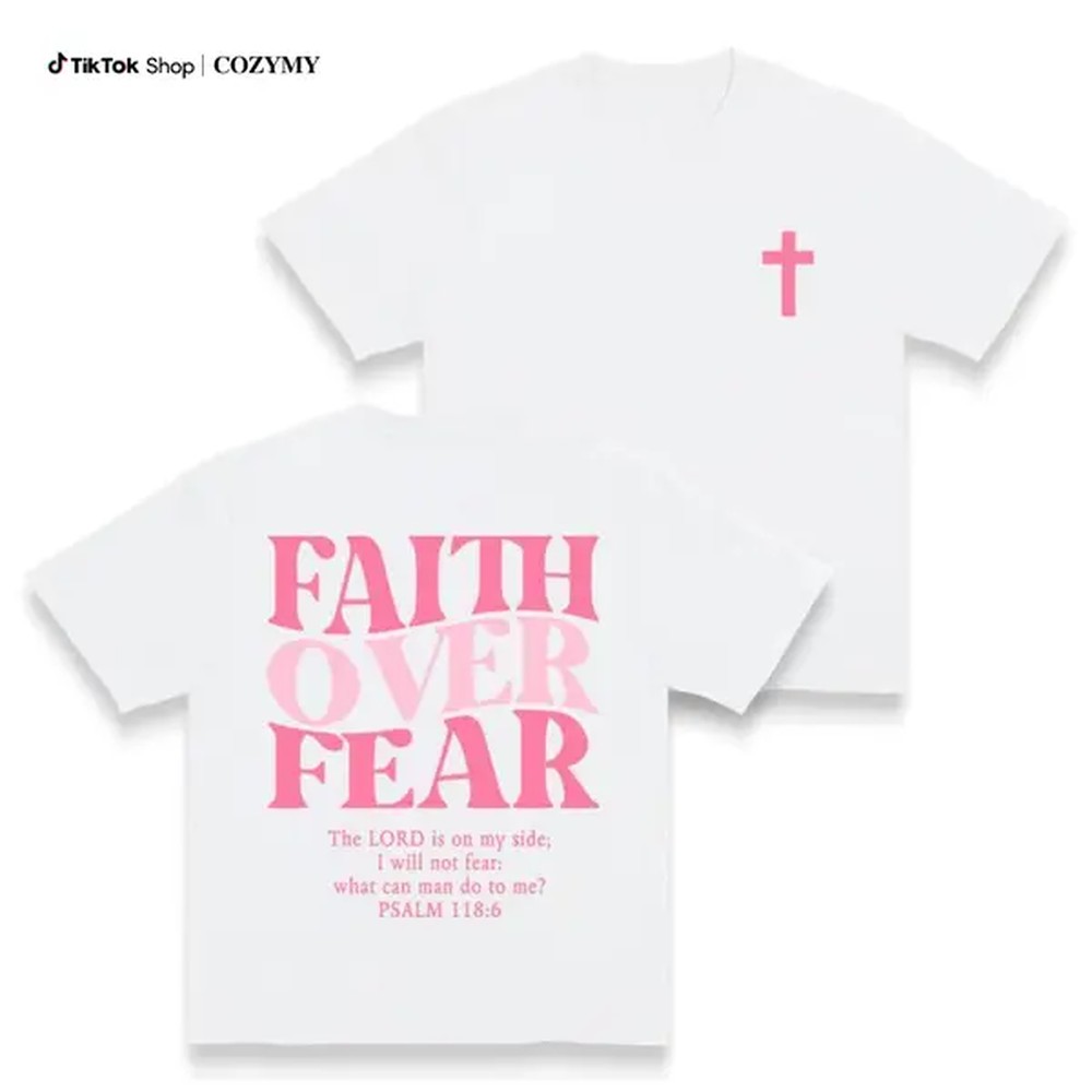 Women'S Fashion Graphic Tees - Kaos Grafis Faith Over Fear -