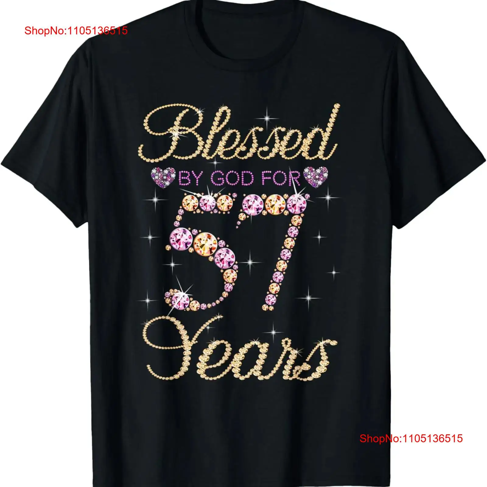 Women'S Fashion Graphic Tees - Diberkati Oleh Tuhan Selama 57 Tahun