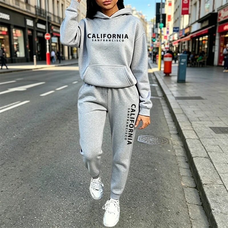 Women'S Fashion Hoodies - Setelan Hoodie Jogger Kasual Urban untuk