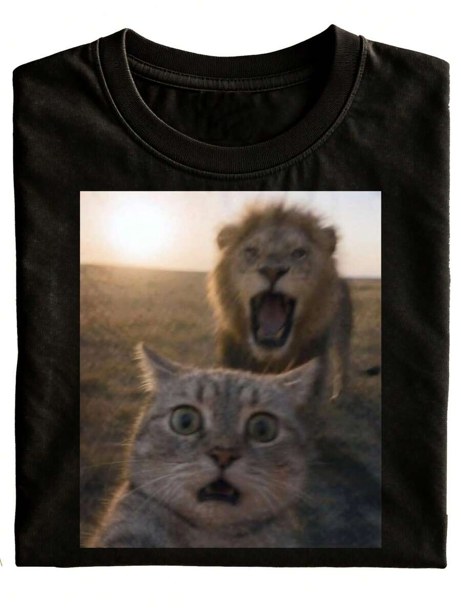 Women Fashion Fun - Kaos Fun Cat And Lion, Motif