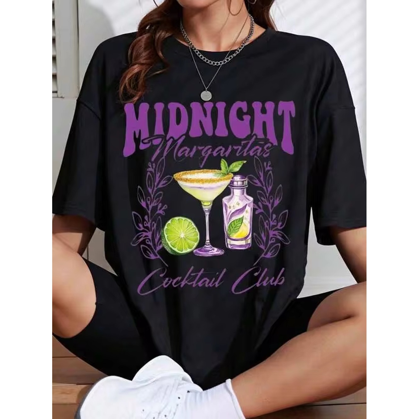 Women'S Fashion Graphic Tees - Kaus Klub Koktail Midnight Margaritas Kaus