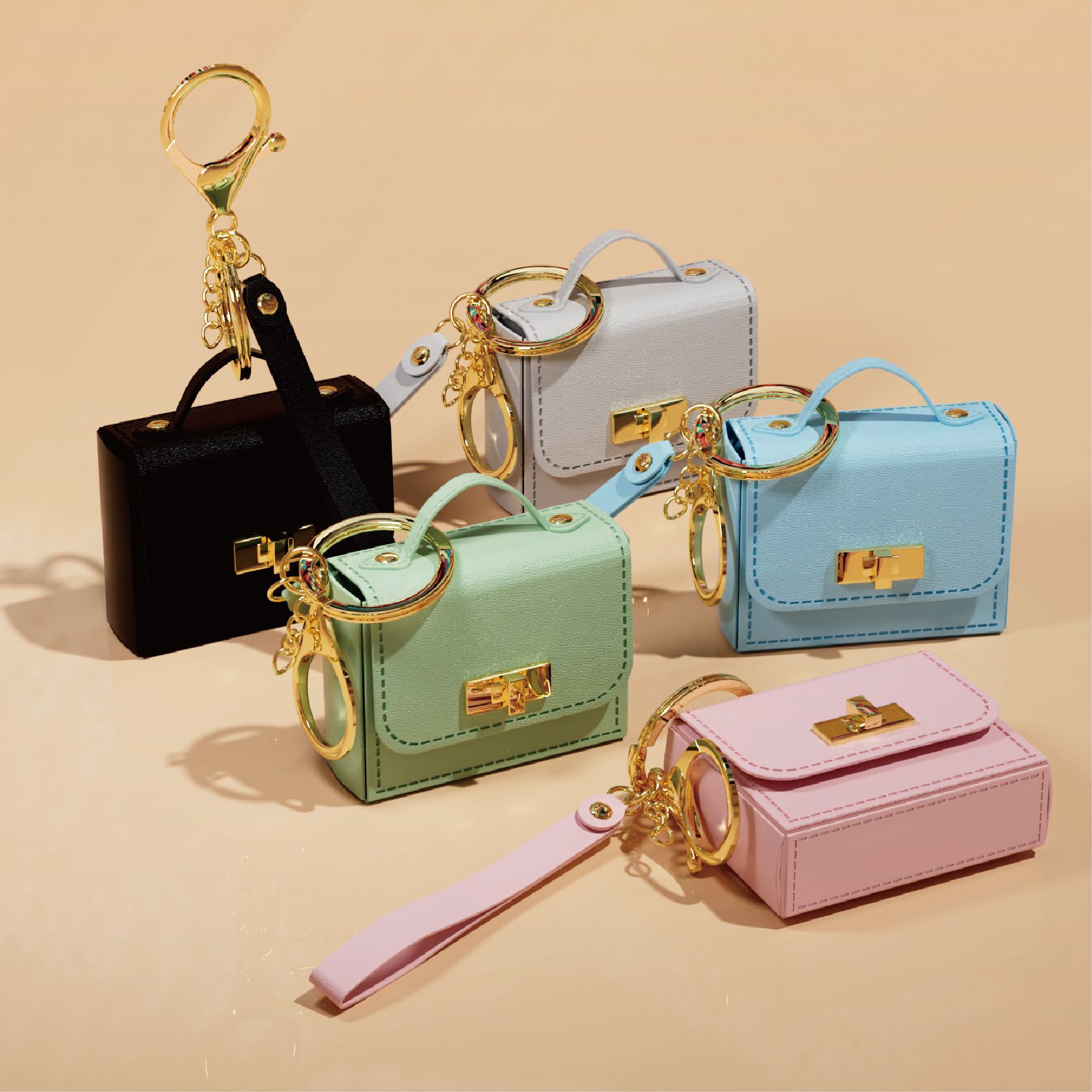 Women'S Ysl Fashion - Dompet Gantungan Kunci Mini Kulit dengan