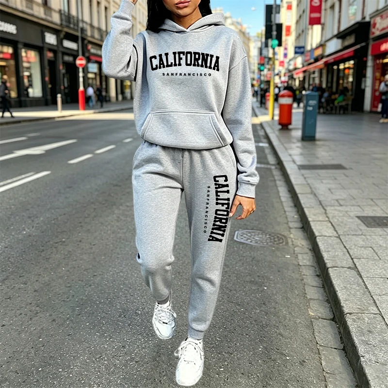 Women'S Fashion Hoodies - Setelan Hoodie Jogger Kasual Urban untuk