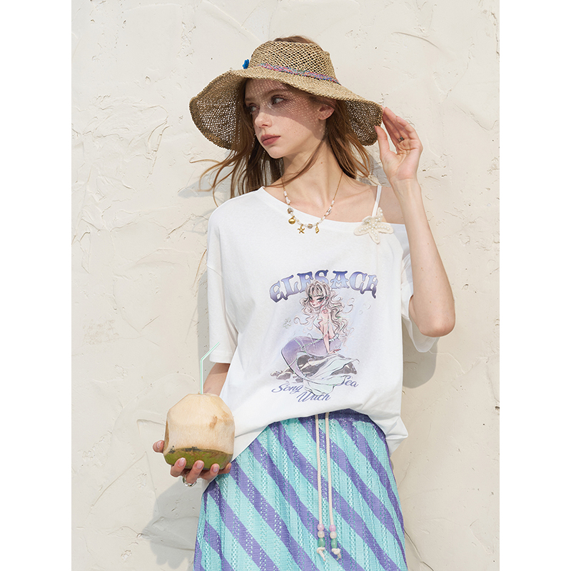 ELFSACK Set Kaos Putih Off Sho - Women'S Fashion Graphic Tees ulasan dan harga