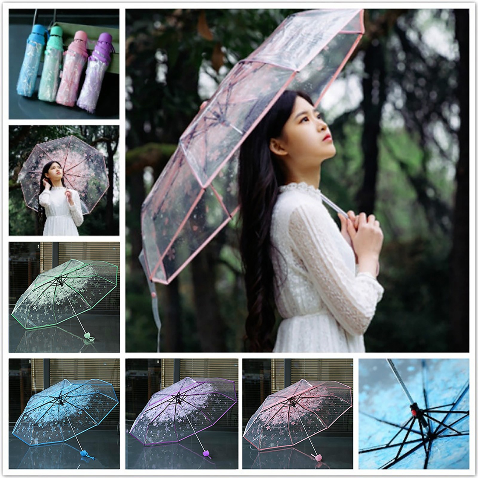 Payung Lipat Transparan Sakura - Women'S Fashion Umbrella ulasan dan harga