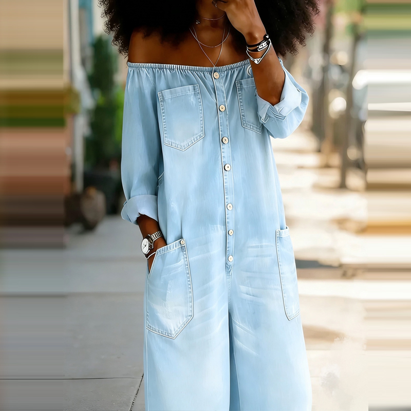 Playsuit Wanita Lengan Panjang - Women'S Fashion Vintage Off Shoulder Long Sleeve Jumpsuit ulasan dan harga