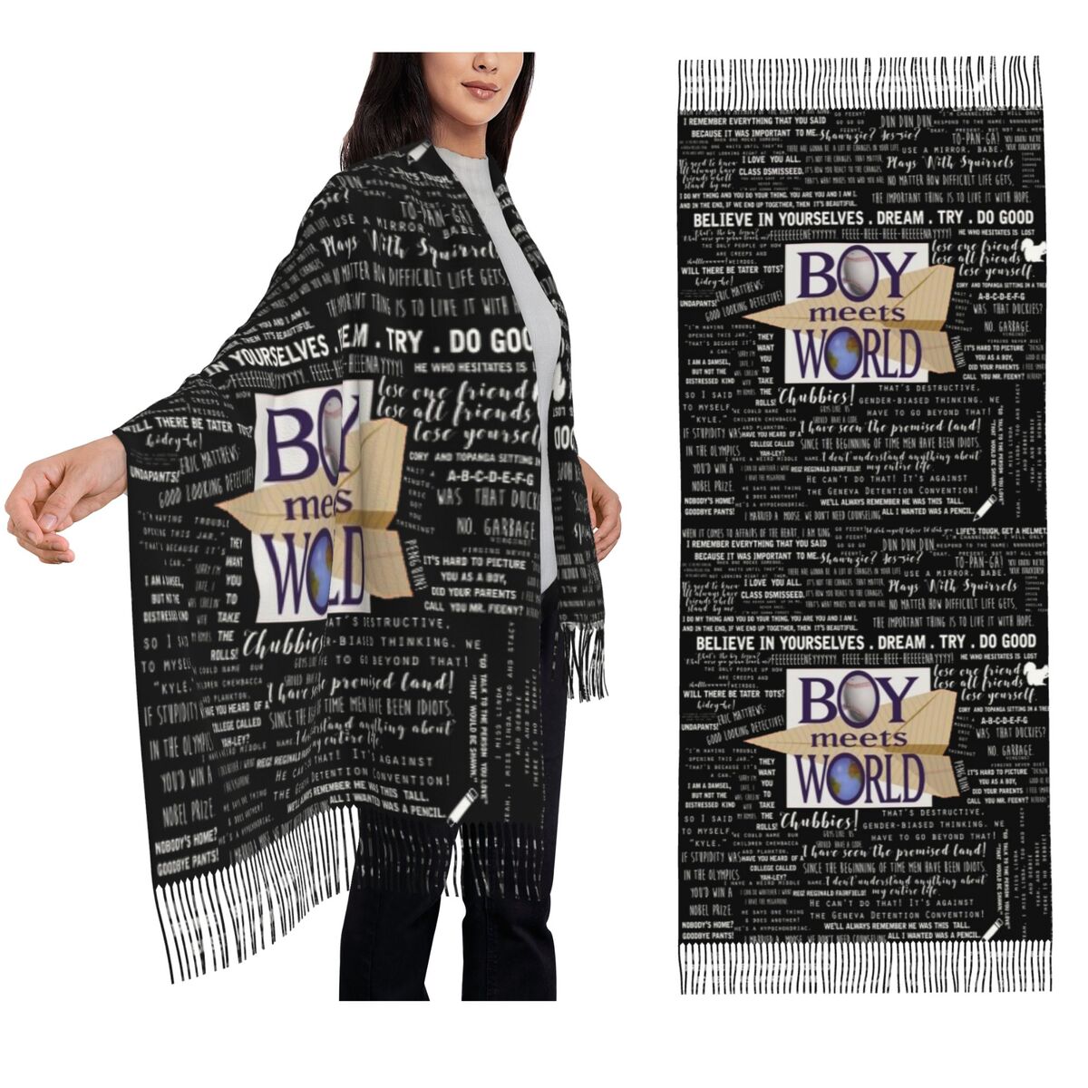 Syal Boy Meets World dengan Ku - Women Fashion Quotes ulasan dan harga