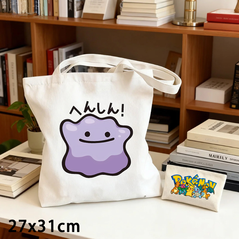 2PCS Set Tas Kanvas Pokemon da - Coin Purse Women ulasan dan harga