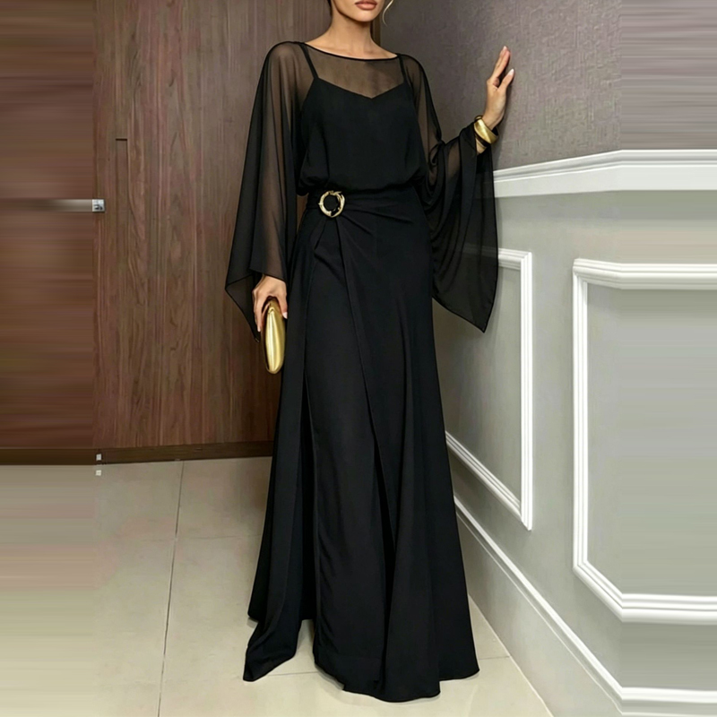 Playsuit elegan model O-neck,  - Women'S Fashion Vintage Off Shoulder Long Sleeve Jumpsuit ulasan dan harga
